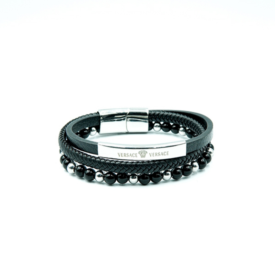 تصویر  دستبند سه لاین ورساچ نقره ای